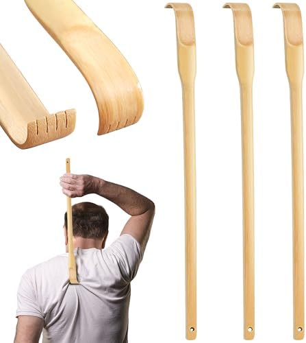 LEKAYIHU 3 Piezas Rascadores de Espalda de Bambú con Mango de 17 Pulgadas para Adultos, Hombres y Mujeres (16.5 pulgadas) - imagen 1