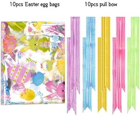 Kolewo4ever Paquete de 10 Bolsas de Regalo Celofán Jumbo de 32 x 22 Pulgadas para Pascua con 10 Lazos de Tirar - imagen 2