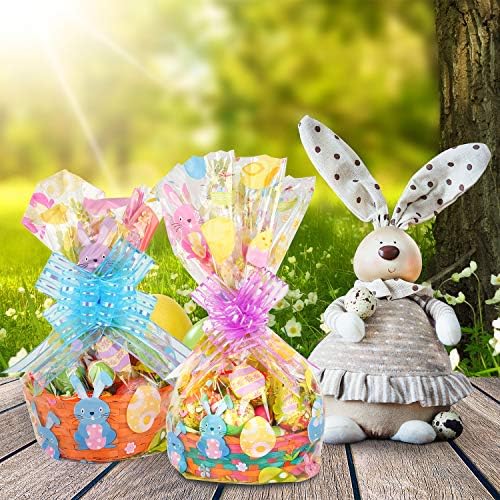 Kolewo4ever Paquete de 10 Bolsas de Regalo Celofán Jumbo de 32 x 22 Pulgadas para Pascua con 10 Lazos de Tirar - imagen 7