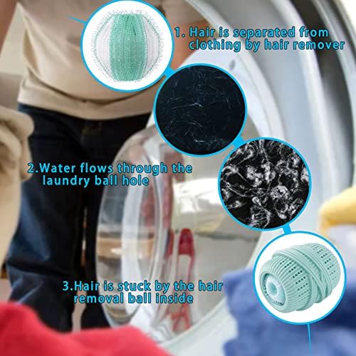 Set de 8 Piezas de Removedor de Pelo de Mascota y Pelotas para Lavado, Reutilizables para Ropa, Capturador de Pelusa en Lavadora, Ideal para Ropa y - imagen 3