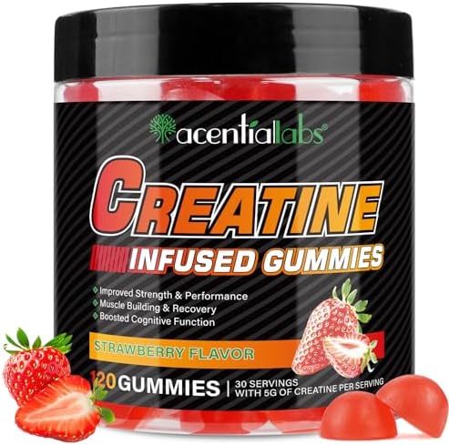 Gomitas de Creatina Monohidratada para Hombres y Mujeres, 5g para Fuerza Muscular, Aumento de Energía, Sabor Natural a Fresa, Sin Azúcar (120 piezas) - imagen 1