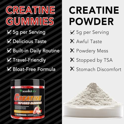Gomitas de Creatina Monohidratada para Hombres y Mujeres, 5g para Fuerza Muscular, Aumento de Energía, Sabor Natural a Fresa, Sin Azúcar (120 piezas) - imagen 8