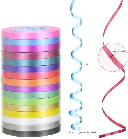 Cintas de Rizar ZIIYAN de 16 Rollos y 16 Colores para Regalos, Decoración de Fiestas, Bodas y Graduaciones, 1/5 de Ancho, 11 Yardas por Rollo - imagen 2