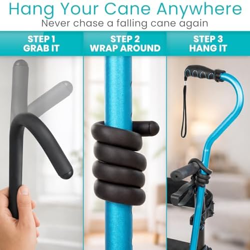 Soporte Flexible para Bastón Vive - Paquete de 4 - Soporte para Mesa, Gancho de Fijación para Andador, Scooter de Movilidad y Silla de Ruedas - - imagen 3