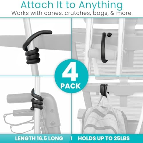 Soporte Flexible para Bastón Vive - Paquete de 4 - Soporte para Mesa, Gancho de Fijación para Andador, Scooter de Movilidad y Silla de Ruedas - - imagen 4