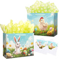 Bolsa de Regalo de Pascua ysmile con Papel de Regalo 13 Grande, Bolsa de Papel con Asa, Diseño de Pollito, Huevo y Conejo, Paquete de 2 - imagen 1