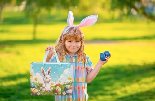 Bolsa de Regalo de Pascua ysmile con Papel de Regalo 13 Grande, Bolsa de Papel con Asa, Diseño de Pollito, Huevo y Conejo, Paquete de 2 - imagen 3