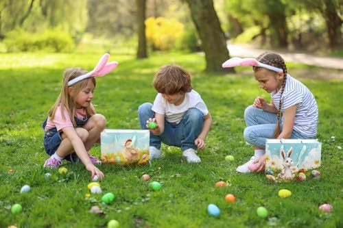 Bolsa de Regalo de Pascua ysmile con Papel de Regalo 13 Grande, Bolsa de Papel con Asa, Diseño de Pollito, Huevo y Conejo, Paquete de 2 - imagen 5