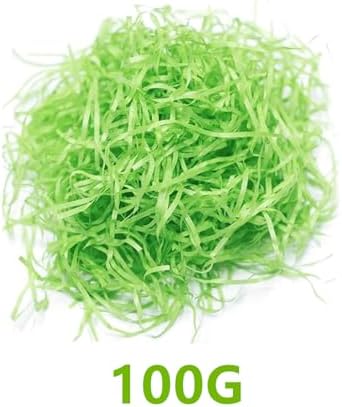 Paja de Pascua SZFYY, relleno de papel reciclable, para cestas de Pascua y regalos de propuesta de damas de honor, caja pequeña (Verde, 100g) - imagen 2
