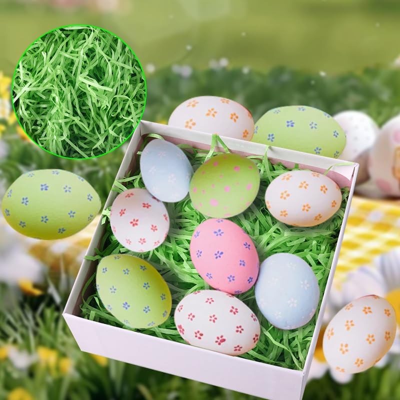 Paja de Pascua SZFYY, relleno de papel reciclable, para cestas de Pascua y regalos de propuesta de damas de honor, caja pequeña (Verde, 100g) - imagen 4