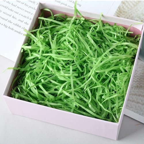 Paja de Pascua SZFYY, relleno de papel reciclable, para cestas de Pascua y regalos de propuesta de damas de honor, caja pequeña (Verde, 100g) - imagen 5