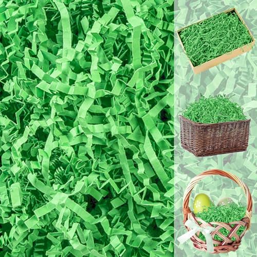 CIPOWM Relleno de Papel Rizado Verde de 16oz para Pascua, Césped de Papel para Regalos, Manualidades y Suministros de Fiesta - imagen 1