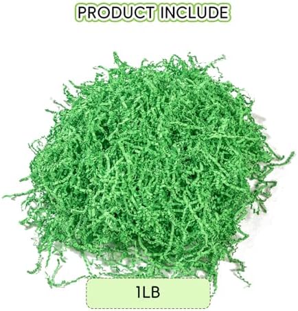 CIPOWM Relleno de Papel Rizado Verde de 16oz para Pascua, Césped de Papel para Regalos, Manualidades y Suministros de Fiesta - imagen 2