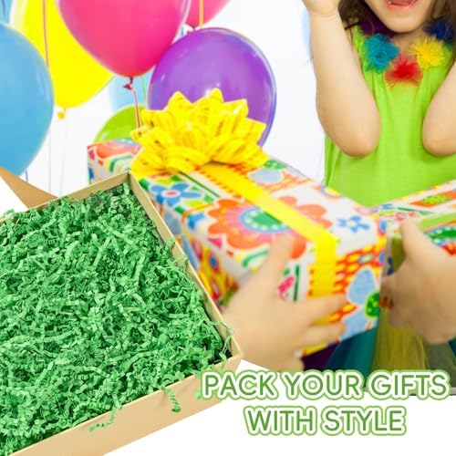 CIPOWM Relleno de Papel Rizado Verde de 16oz para Pascua, Césped de Papel para Regalos, Manualidades y Suministros de Fiesta - imagen 4