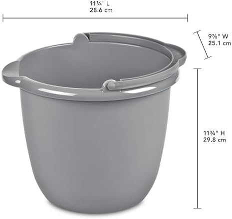 Cubeta Clásica de Titanio de 10 Qt con Pitorro, Cubeta Plástica Gris con Asa para Limpiar, Trapear y Jardinería - imagen 2