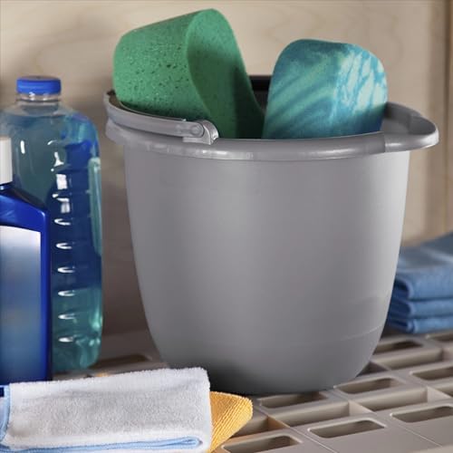 Cubeta Clásica de Titanio de 10 Qt con Pitorro, Cubeta Plástica Gris con Asa para Limpiar, Trapear y Jardinería - imagen 3