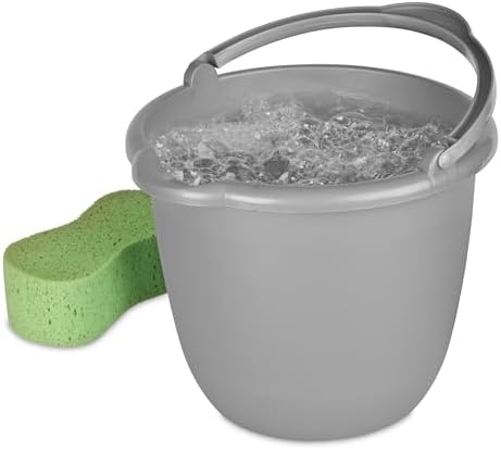 Cubeta Clásica de Titanio de 10 Qt con Pitorro, Cubeta Plástica Gris con Asa para Limpiar, Trapear y Jardinería - imagen 4