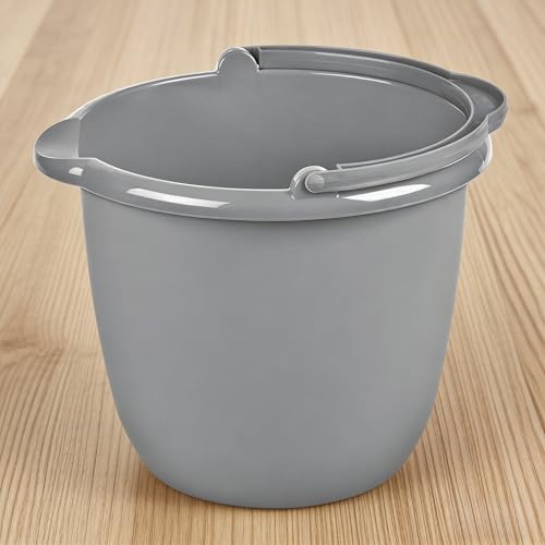 Cubeta Clásica de Titanio de 10 Qt con Pitorro, Cubeta Plástica Gris con Asa para Limpiar, Trapear y Jardinería - imagen 5