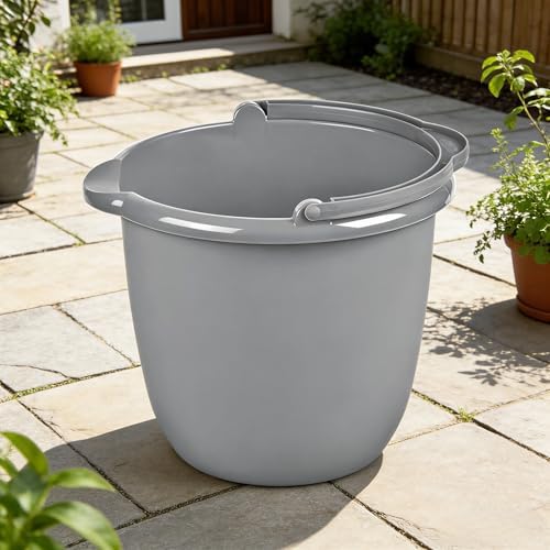 Cubeta Clásica de Titanio de 10 Qt con Pitorro, Cubeta Plástica Gris con Asa para Limpiar, Trapear y Jardinería - imagen 6