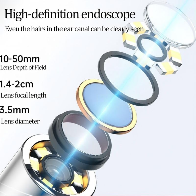OKUBOX Limpiador de Oídos con Cámara 1080P, Herramienta Inteligente para Remoción de Cerumen con 6 Luces LED, 8 Piezas, Compatible con iOS y Android - imagen 2