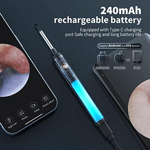 Kit de limpieza de oídos con cámara y luz, 7 piezas, otoscopio 1080P para iOS y Android, incluye 6 cucharas para extracción de cerumen - imagen 4