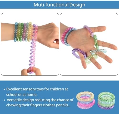 Pulseras Sensory Stretchy Sallurna para Niños y Niñas, Paquete de 8 Pulseras Fidget Elásticas para Autismo, TDAH o Necesidades Especiales - imagen 2