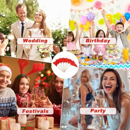 100 Piezas de Palillos con Bandera Triangular Roja - CARGEN Mini Banderitas Escritoras para Hamburguesas, Tartas de Fruta y Cupcakes, Decorativos - imagen 6