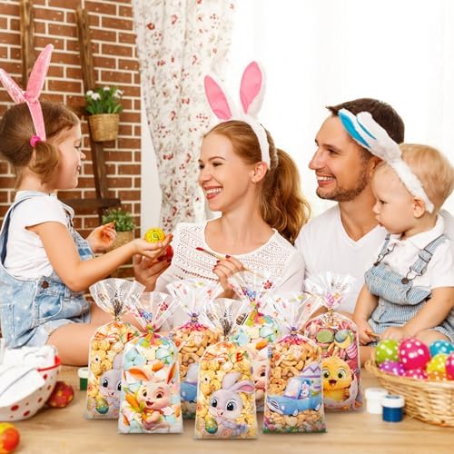 Bolsas de Celofán para Treats RICEDUO de Pascua, 100 Piezas, Bolsas Transparentes con Cierres, Sorpresas de Dulces para Fiestas de Primavera Infantil - imagen 7