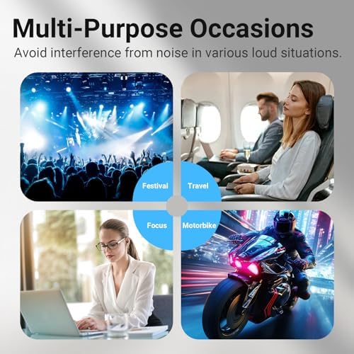 Tapones para oídos HIQUODIN para motocicleta, reducción de ruido de 25-30dB, protección auditiva para conciertos y sueño, 8 puntas, color negro. - imagen 6