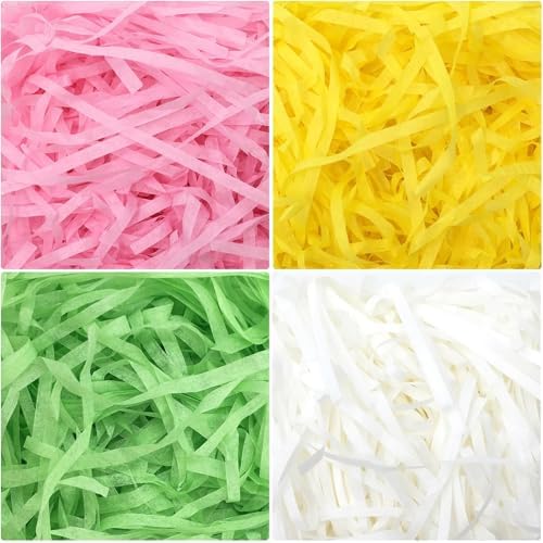 Relleno de Cesta de Pascua Jremreo 4 Colores 240g, Papel Cortado en Tirillas para Decoración de Búsqueda de Huevos y Regalos - imagen 1