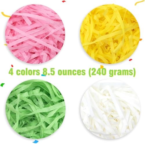 Relleno de Cesta de Pascua Jremreo 4 Colores 240g, Papel Cortado en Tirillas para Decoración de Búsqueda de Huevos y Regalos - imagen 2