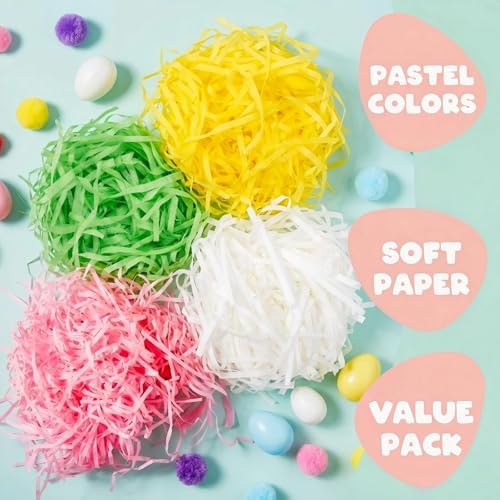 Relleno de Cesta de Pascua Jremreo 4 Colores 240g, Papel Cortado en Tirillas para Decoración de Búsqueda de Huevos y Regalos - imagen 3