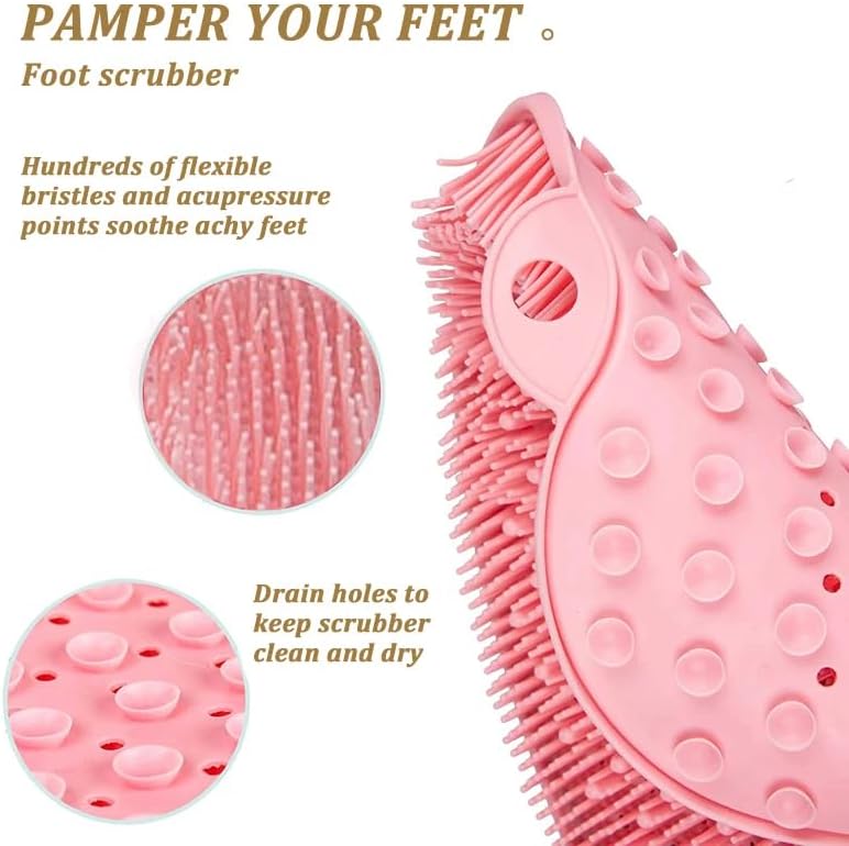 Juego de 2 Tapetes Exfoliantes para Pies y Espalda con Masajeador de Pies a Mano, Antideslizantes para Ducha, Limpiador de Pies para Hombres y Mujeres - imagen 3