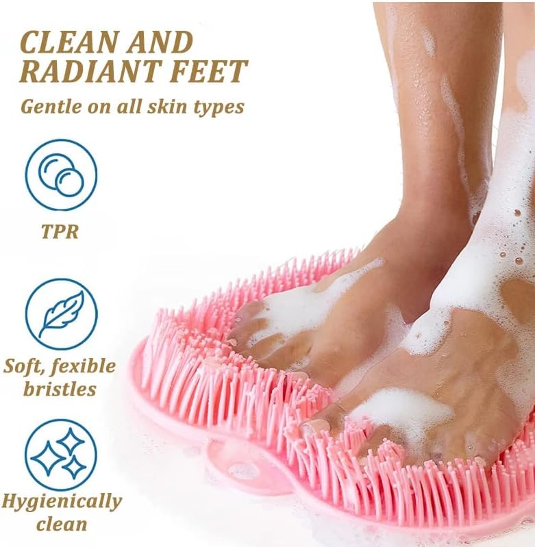 Juego de 2 Tapetes Exfoliantes para Pies y Espalda con Masajeador de Pies a Mano, Antideslizantes para Ducha, Limpiador de Pies para Hombres y Mujeres - imagen 4