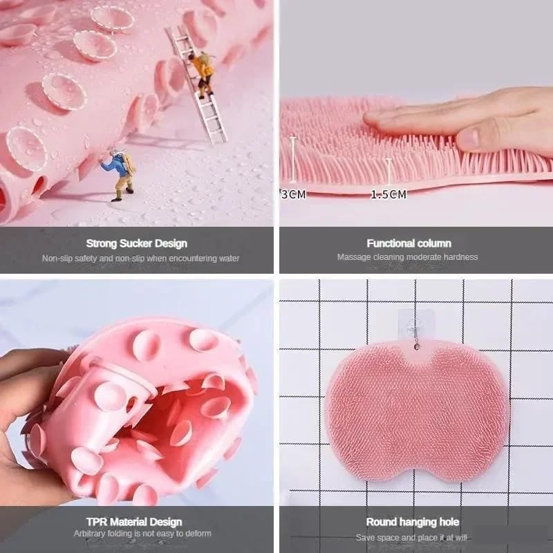 Juego de 2 Tapetes Exfoliantes para Pies y Espalda con Masajeador de Pies a Mano, Antideslizantes para Ducha, Limpiador de Pies para Hombres y Mujeres - imagen 6