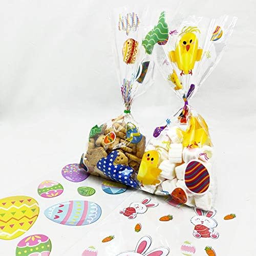 120 Piezas de Bolsas de Celofán para Pascua, 4 Estilos Variados de Bolsas para Dulces con Cintas para Galletas y Caramelos - imagen 4