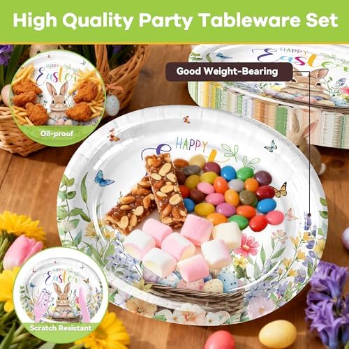 25 Piezas de Platos Ovalados Desechables de Conejo para Pascua - Decoración de Mesa de Primavera para Cumpleaños y Fiestas de Conejito - imagen 4