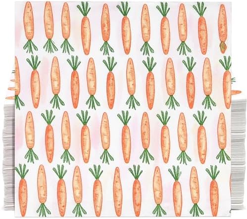 Paquete de 100 Servilletas de Cóctel de Zanahoria para Pascua – Servilletas Desechables de 3 Capas con Diseño de Zanahoria Naranja para Fiestas de - imagen 1