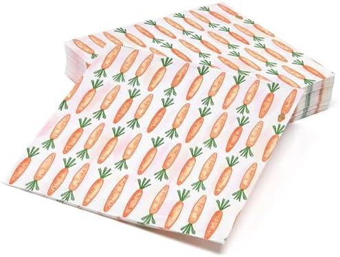 Paquete de 100 Servilletas de Cóctel de Zanahoria para Pascua – Servilletas Desechables de 3 Capas con Diseño de Zanahoria Naranja para Fiestas de - imagen 3