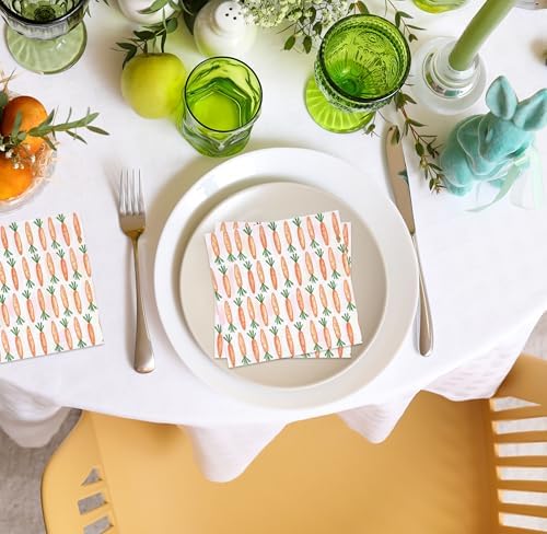 Paquete de 100 Servilletas de Cóctel de Zanahoria para Pascua – Servilletas Desechables de 3 Capas con Diseño de Zanahoria Naranja para Fiestas de - imagen 5