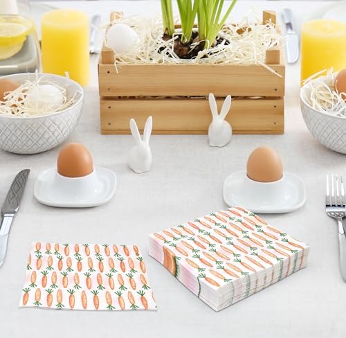 Paquete de 100 Servilletas de Cóctel de Zanahoria para Pascua – Servilletas Desechables de 3 Capas con Diseño de Zanahoria Naranja para Fiestas de - imagen 6