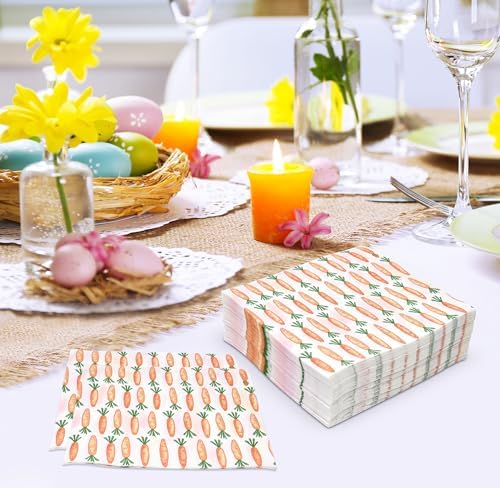 Paquete de 100 Servilletas de Cóctel de Zanahoria para Pascua – Servilletas Desechables de 3 Capas con Diseño de Zanahoria Naranja para Fiestas de - imagen 8