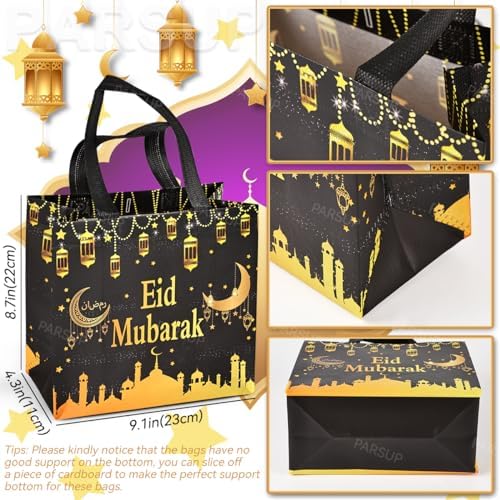 Bolsas de Regalo Reutilizables PARSUP 4 Piezas para Eid, Tamaños Variados con Asas, Patrones Islámicos, Material No Tejido, Ideales para Fiestas y - imagen 2