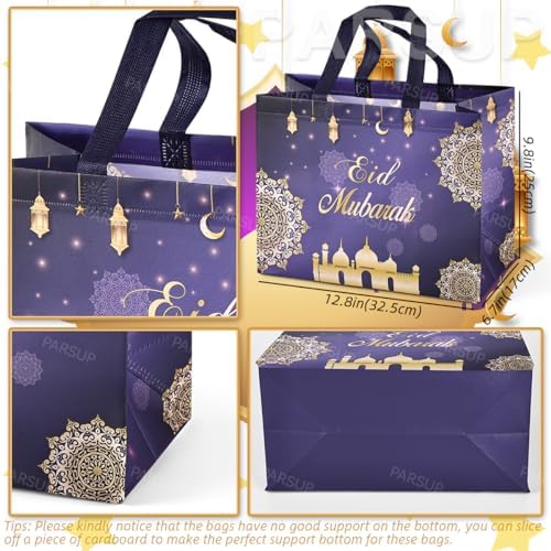Bolsas de Regalo Reutilizables PARSUP 4 Piezas para Eid, Tamaños Variados con Asas, Patrones Islámicos, Material No Tejido, Ideales para Fiestas y - imagen 3