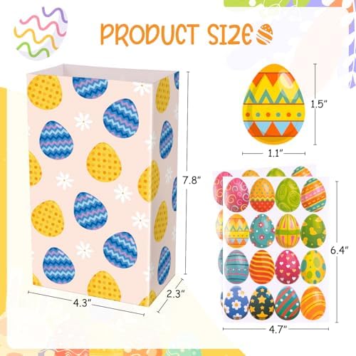 Bolsa de Regalo de Pascua Linelglobal, Paquete de 24 Bolsas de Papel para Fiesta de Pascua, con Huevos, Conejos y Pollitos, Tamaño Pequeño - imagen 2