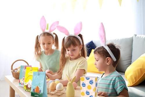 Bolsa de Regalo de Pascua Linelglobal, Paquete de 24 Bolsas de Papel para Fiesta de Pascua, con Huevos, Conejos y Pollitos, Tamaño Pequeño - imagen 6