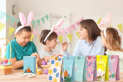 Bolsa de Regalo de Pascua Linelglobal, Paquete de 24 Bolsas de Papel para Fiesta de Pascua, con Huevos, Conejos y Pollitos, Tamaño Pequeño - imagen 7
