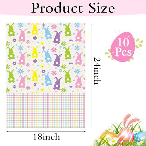 Bolsas de Celofán ASOEMERZ para Cestas de Pascua, 10 Pzs de 18x24 con 10 Lazos, Perfectas para Regalos, Sorpresas y Fiestas de Pascua - imagen 2