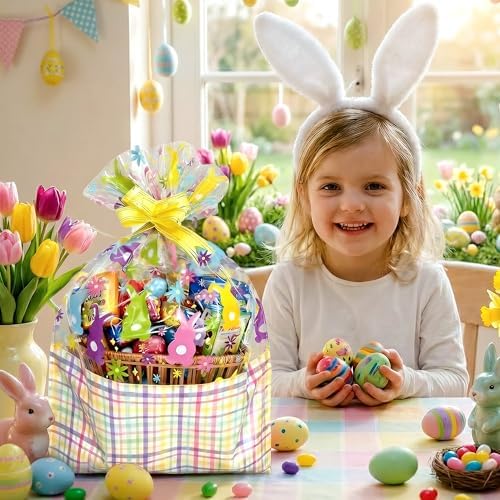 Bolsas de Celofán ASOEMERZ para Cestas de Pascua, 10 Pzs de 18x24 con 10 Lazos, Perfectas para Regalos, Sorpresas y Fiestas de Pascua - imagen 5