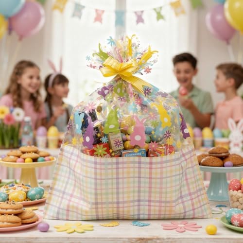 Bolsas de Celofán ASOEMERZ para Cestas de Pascua, 10 Pzs de 18x24 con 10 Lazos, Perfectas para Regalos, Sorpresas y Fiestas de Pascua - imagen 7